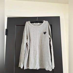 Comme De Garçon Play Gray Heart Long Sleeve Shirt Size Medium